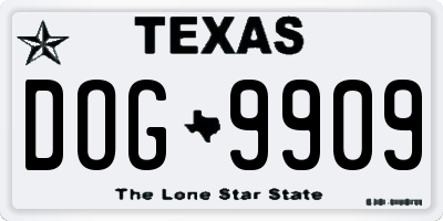 TX license plate DOG9909