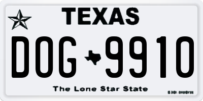TX license plate DOG9910