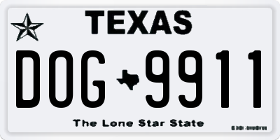 TX license plate DOG9911