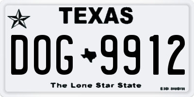 TX license plate DOG9912