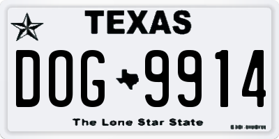 TX license plate DOG9914