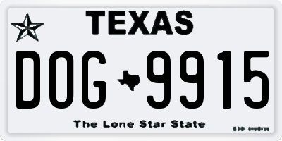 TX license plate DOG9915