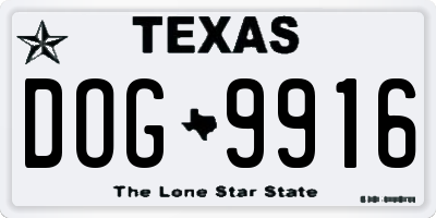 TX license plate DOG9916