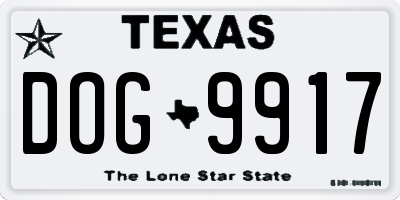 TX license plate DOG9917