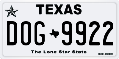 TX license plate DOG9922