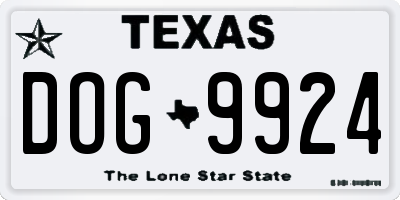 TX license plate DOG9924