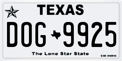 TX license plate DOG9925