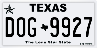 TX license plate DOG9927