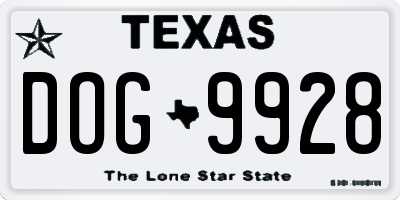 TX license plate DOG9928