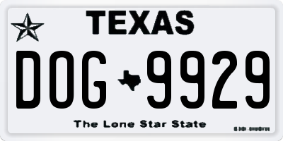 TX license plate DOG9929