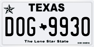 TX license plate DOG9930