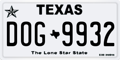 TX license plate DOG9932