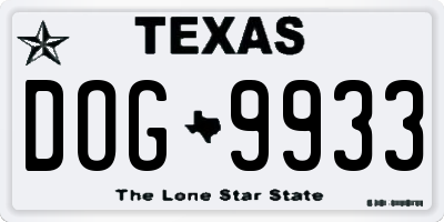 TX license plate DOG9933