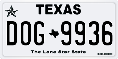 TX license plate DOG9936