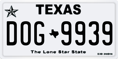 TX license plate DOG9939