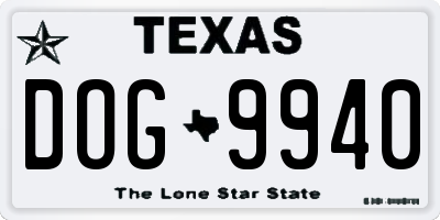 TX license plate DOG9940