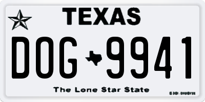 TX license plate DOG9941