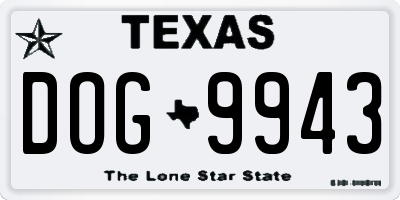 TX license plate DOG9943