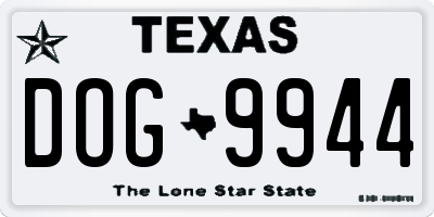 TX license plate DOG9944