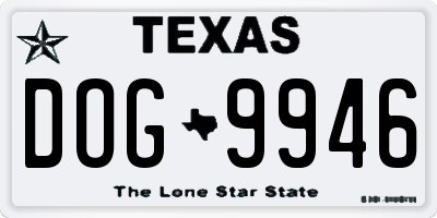 TX license plate DOG9946