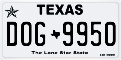 TX license plate DOG9950