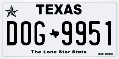 TX license plate DOG9951