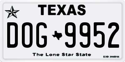 TX license plate DOG9952