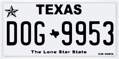 TX license plate DOG9953