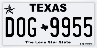 TX license plate DOG9955