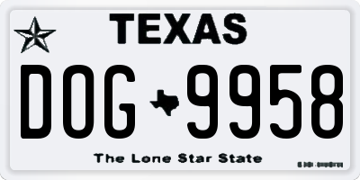 TX license plate DOG9958