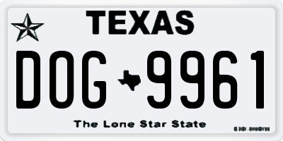 TX license plate DOG9961
