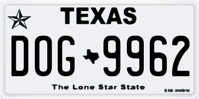 TX license plate DOG9962