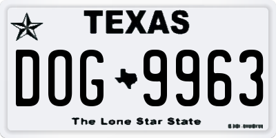 TX license plate DOG9963