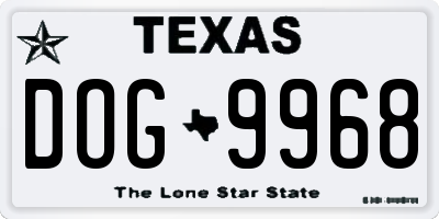 TX license plate DOG9968