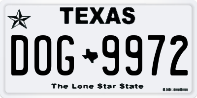 TX license plate DOG9972