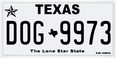 TX license plate DOG9973