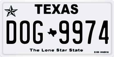 TX license plate DOG9974