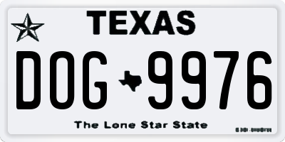 TX license plate DOG9976