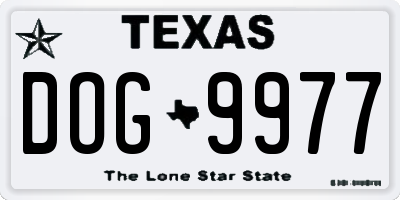 TX license plate DOG9977