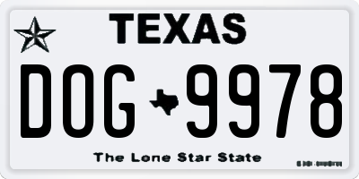 TX license plate DOG9978