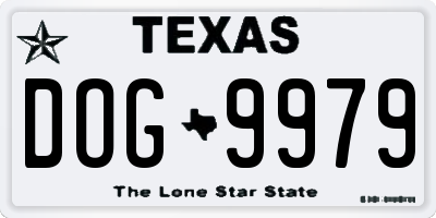 TX license plate DOG9979