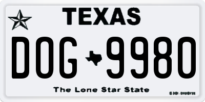 TX license plate DOG9980