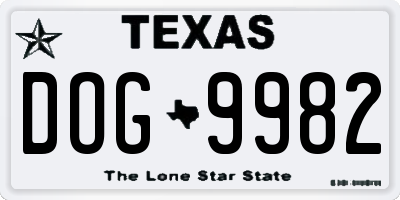TX license plate DOG9982