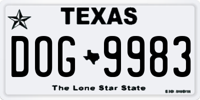 TX license plate DOG9983