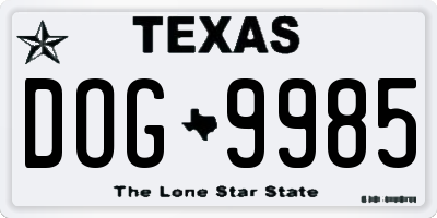 TX license plate DOG9985