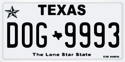 TX license plate DOG9993