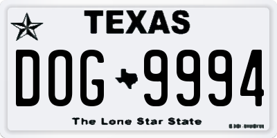 TX license plate DOG9994