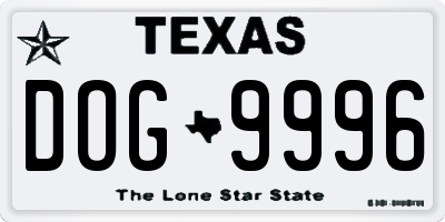 TX license plate DOG9996