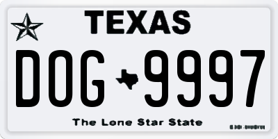 TX license plate DOG9997