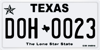 TX license plate DOH0023